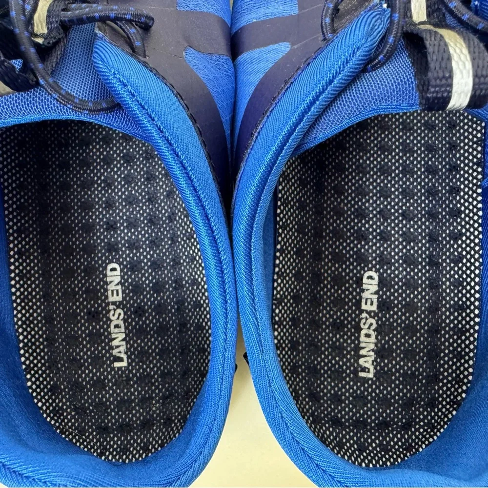 Lands’ End Women’s Water Shoes Blue Mesh Quick Lace Slip On Sneakers Size 9